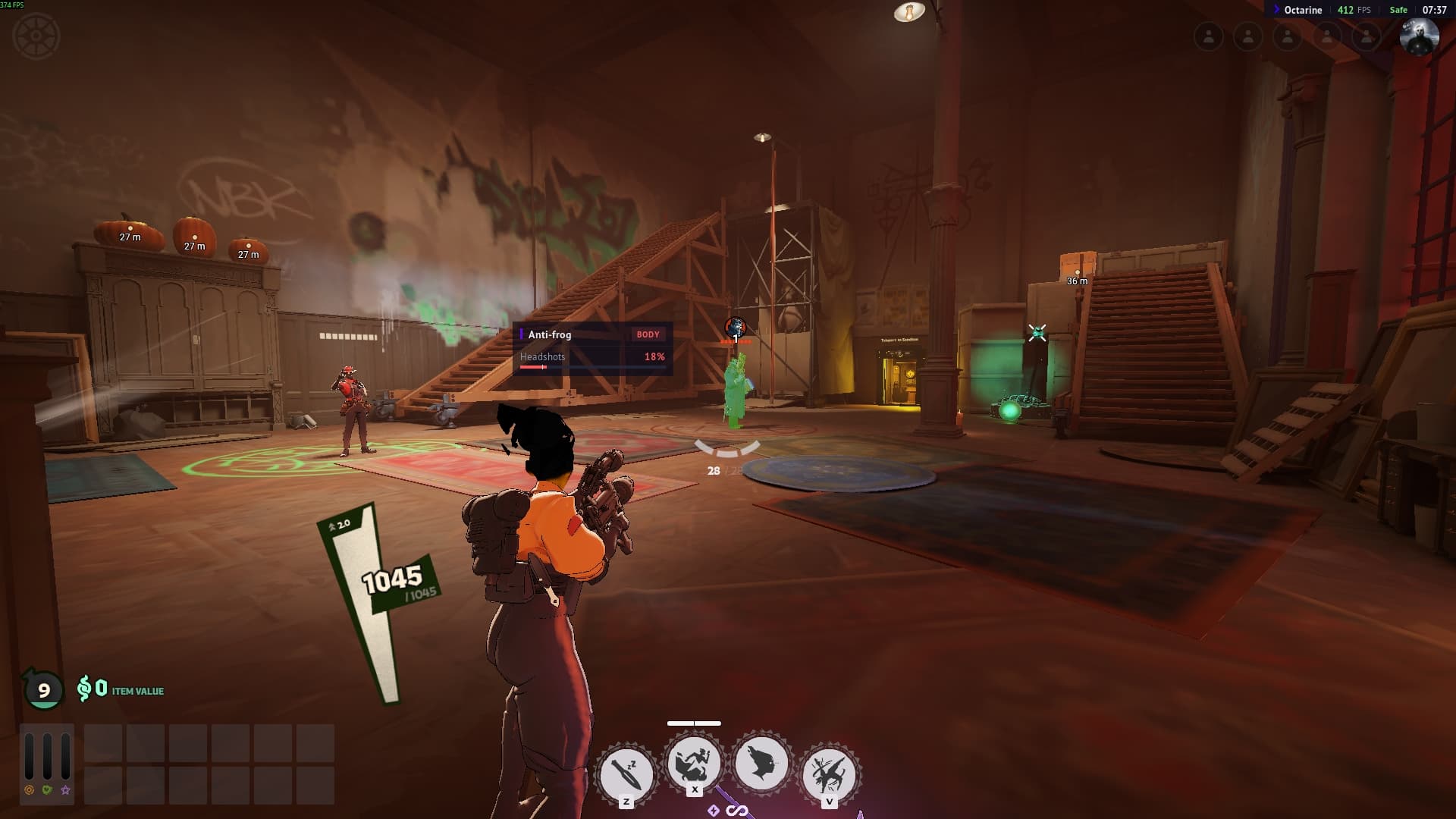 Anti-frog status panel in a Deadlock match
