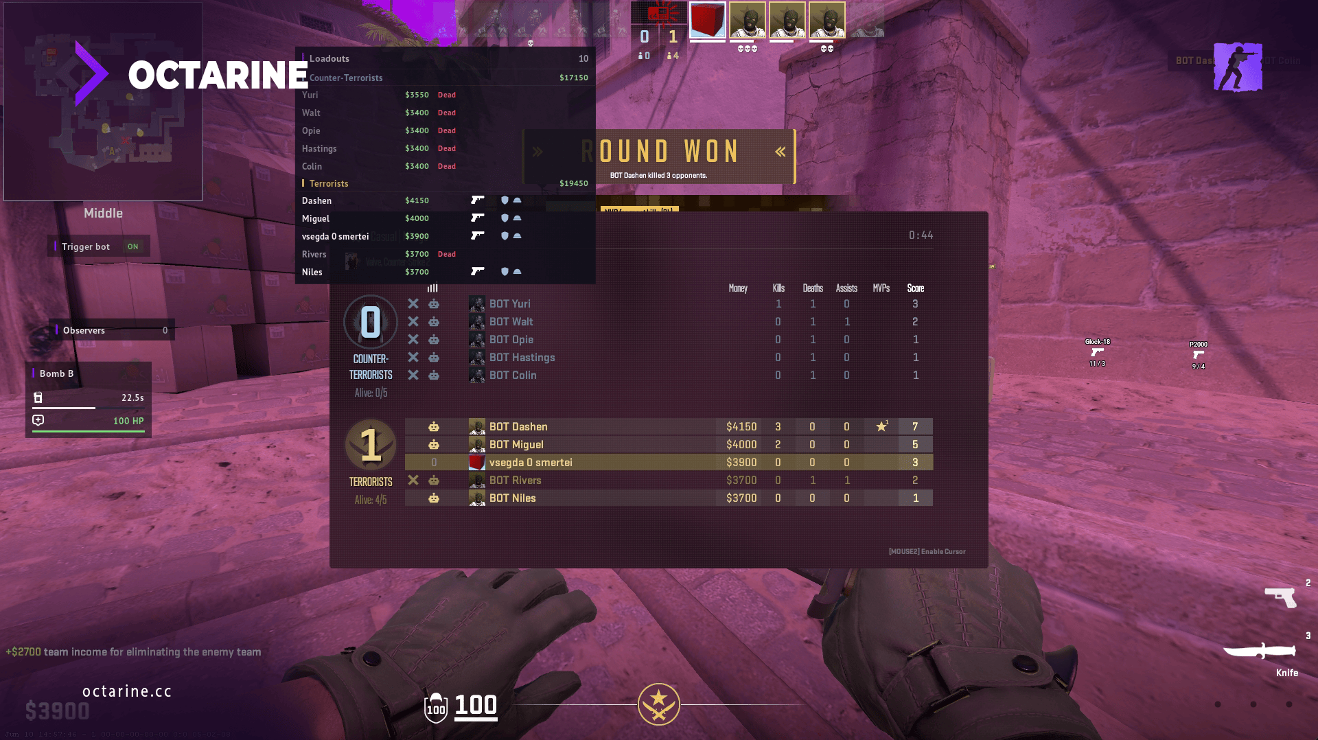 Octarine overlay running in Counter-Strike 2